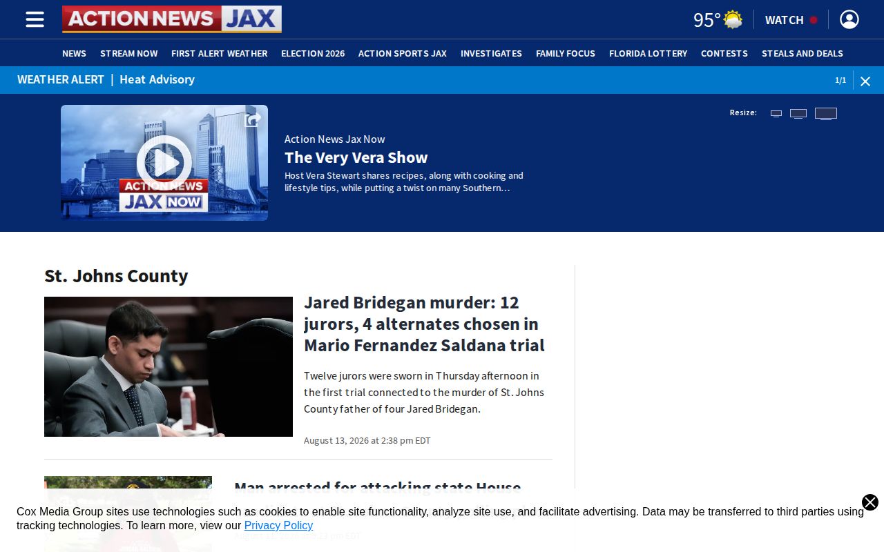 Action News Jax St. Johns County arrest news section